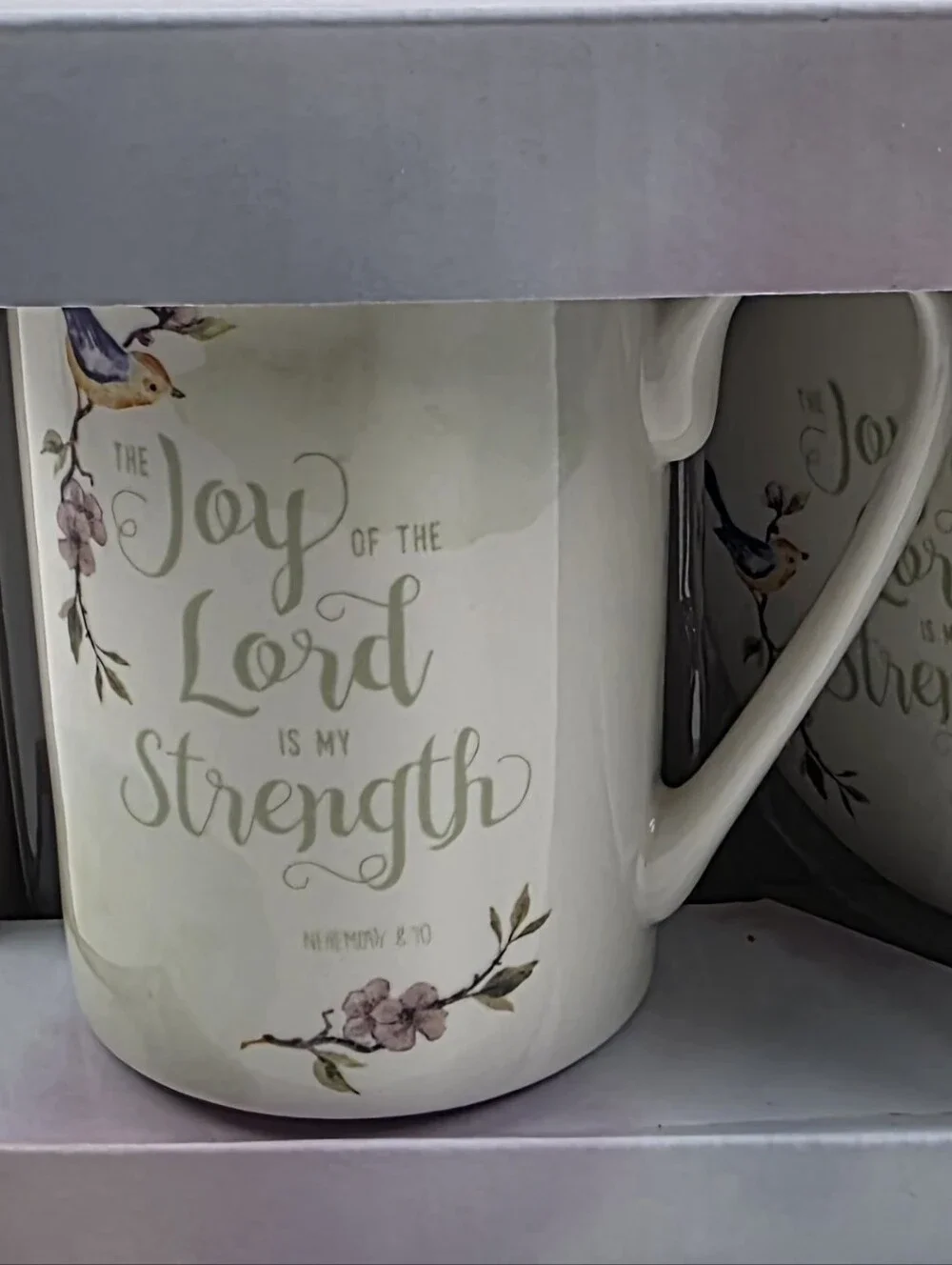 Inspirational Floral Ceramic Mug And Coaster Set - White with Pastel Accents!